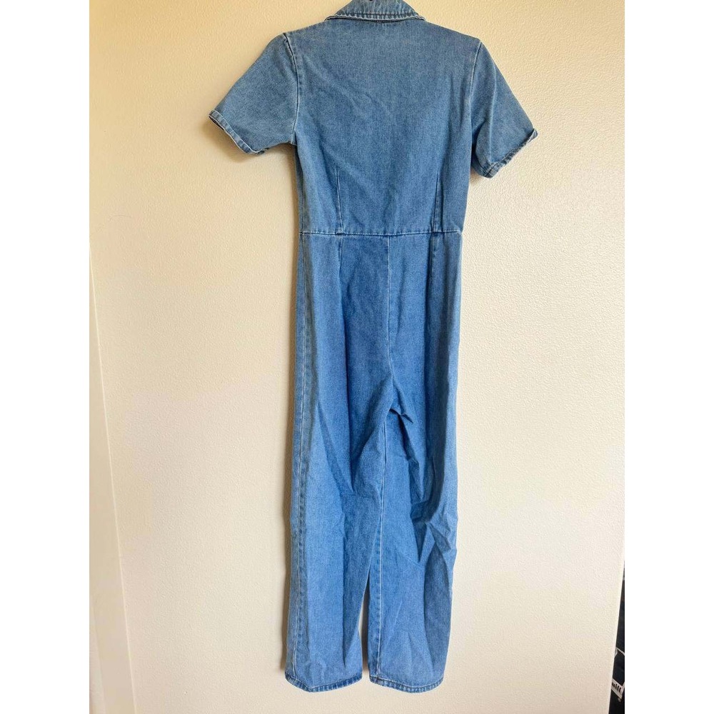 Princess Polly Light Denim Jumpsuit Boilersuit 4 Zip Front Y2K Streetwear Y2k - Picture 3 of 4
